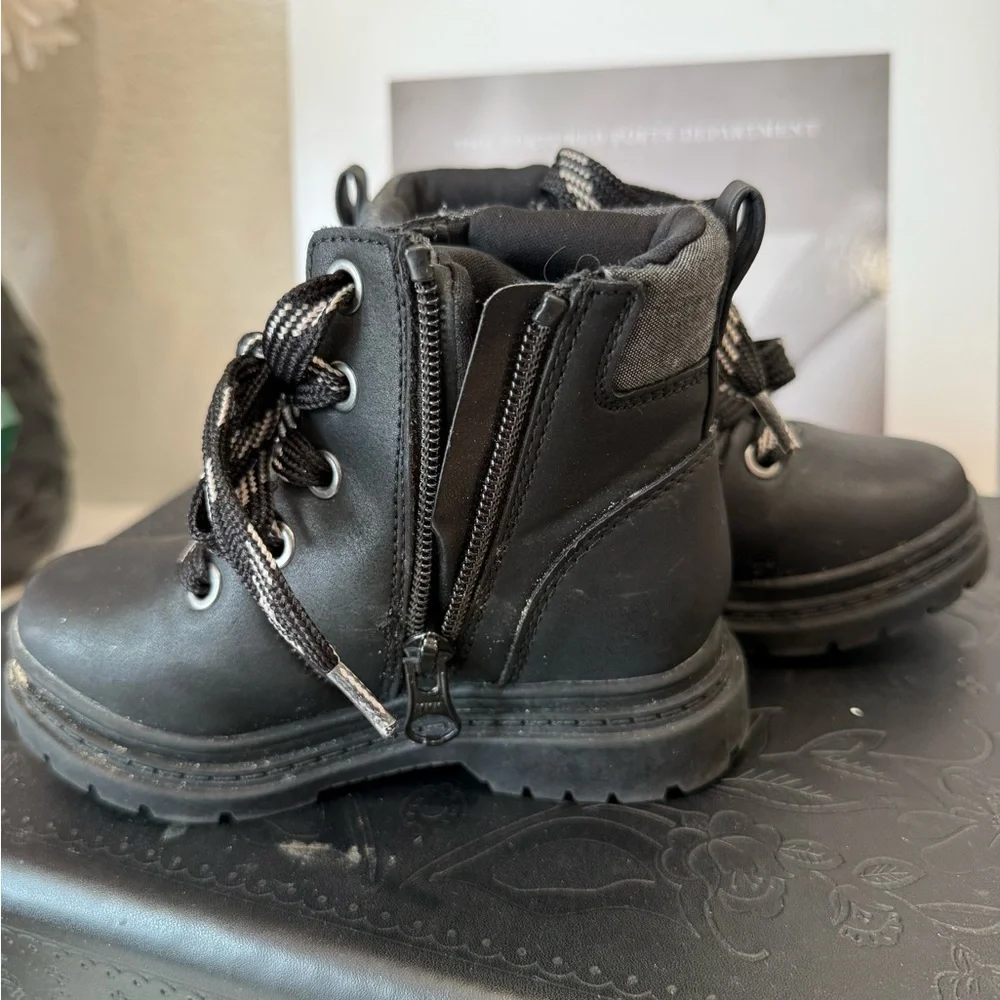 Cat & Jack Black Ankle Boots with Rugged Soles - Picture 3 of 4